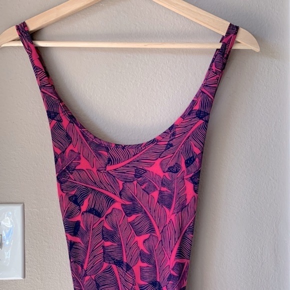 BANANA REPUBLIC Pink Palm Print Cross Back Sleeveless Dress - Picture 3 of 8